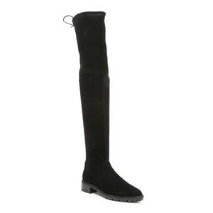 $950 Stuart Weitzman City Over The Knee Boot LOWLAND Black Suede 7 (PA34)